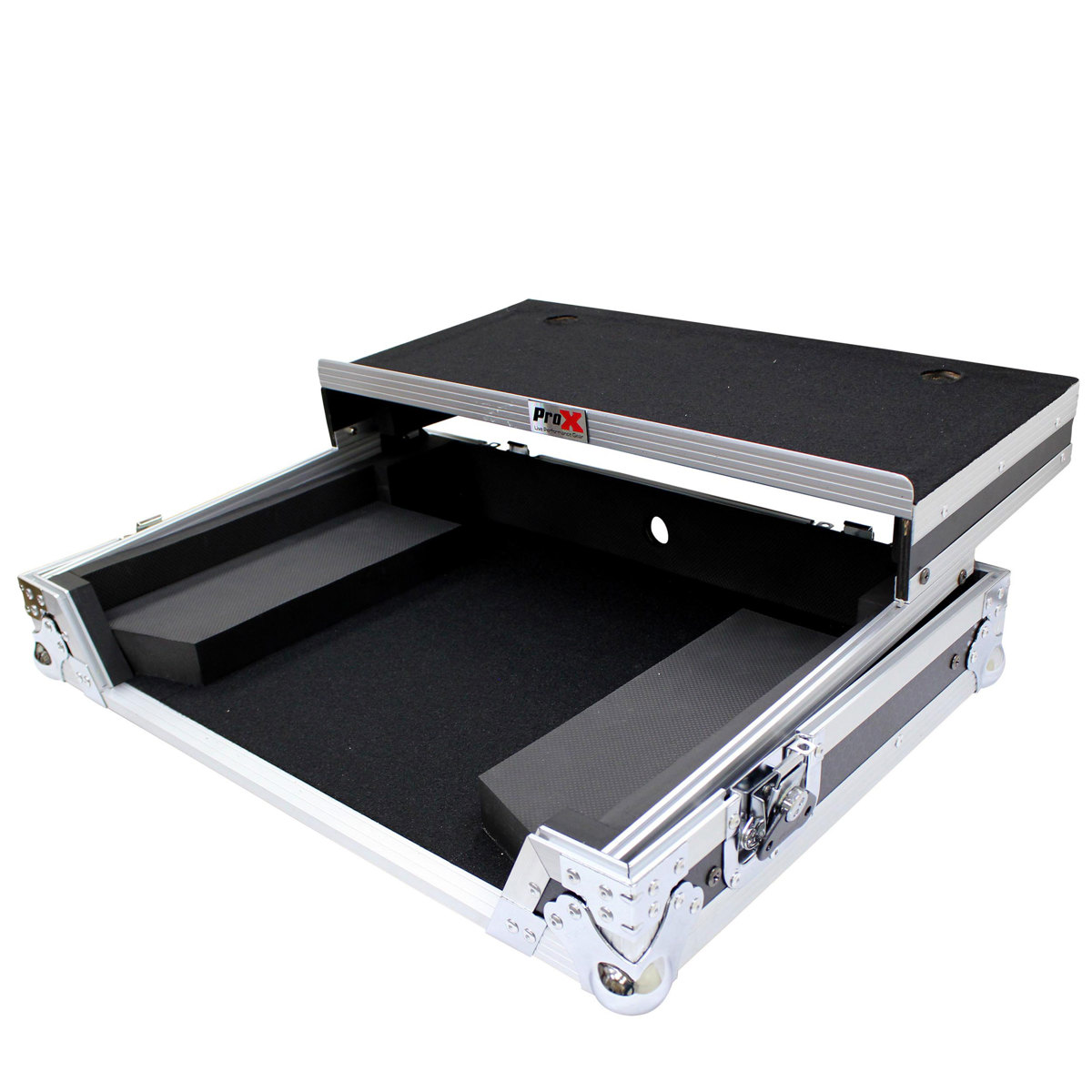 

ProX XS-DDJSR2LT Case for DDJ-SR2 Controller, Laptop Shelf, LED Kit,Silver/Black