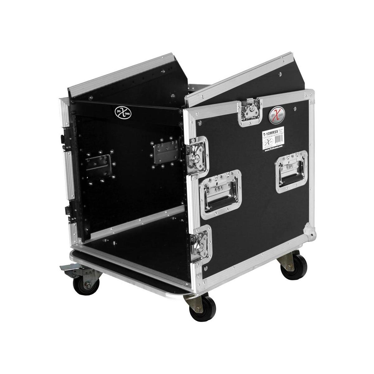 Flight Case with 4" Casters for 10U Rack x 10U Top Mixer DJ Combo - ProX T-10MRSS
