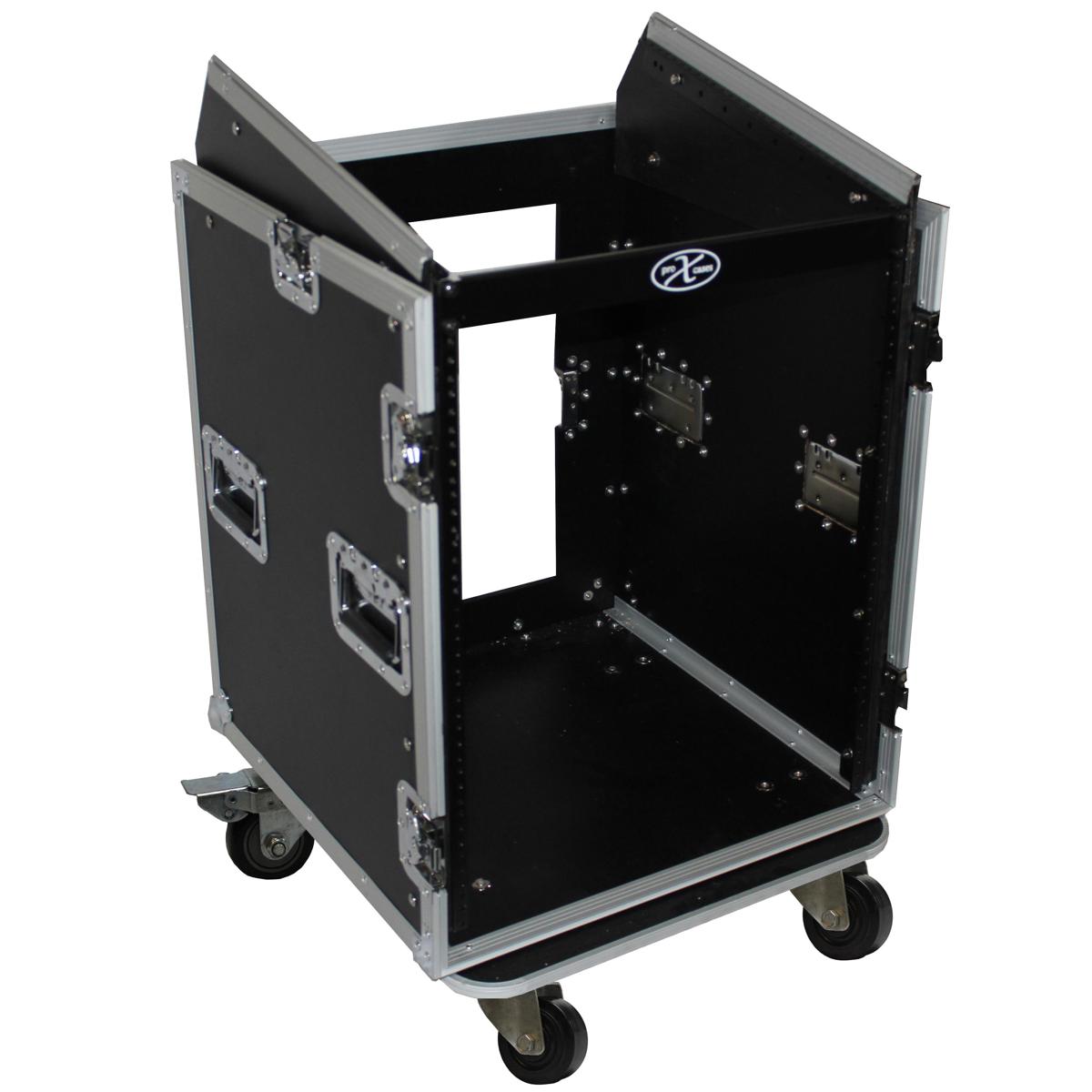 

ProX T-14MRSS Flight Case with 4" Casters for 14U Rack x 10U Top Mixer DJ Combo