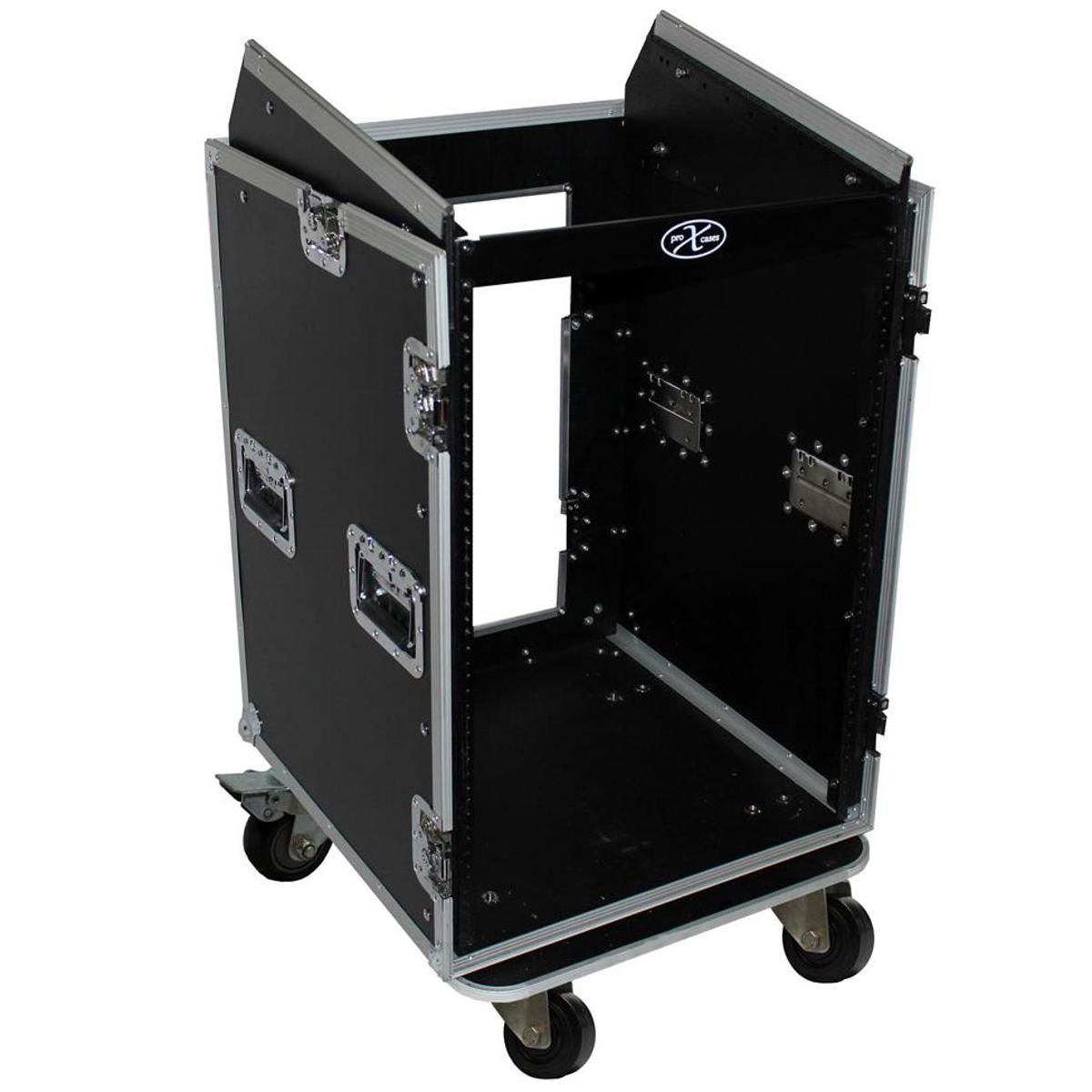 

ProX T-16MRSS Flight Case with 4" Casters for 16U Rack x 10U Top Mixer DJ Combo