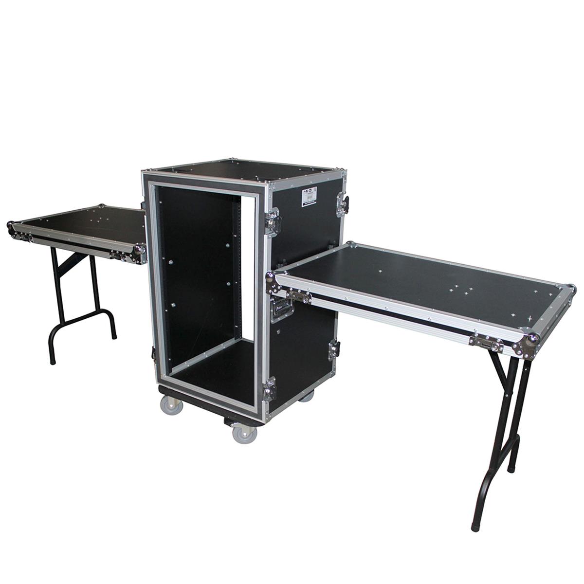 Image of ProX 16U Vertical Shockproof Amp Rack Case with Side Tables &amp; 4x Casters