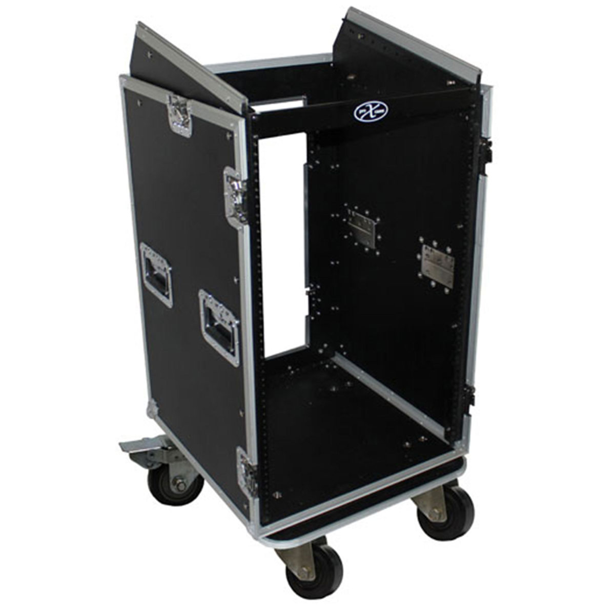 Flight Case with 4" Casters for 18U Rack x 10U Top Mixer DJ Combo - ProX T-18MRSS