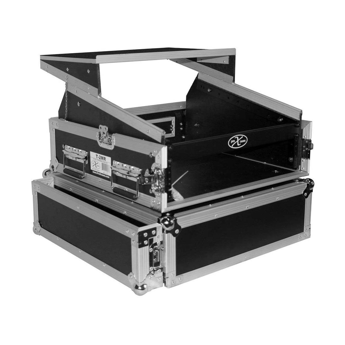 Flight Case with Laptop Shelf for 2U Rack x 10U Top Mixer DJ Combo - ProX T-2MRLT