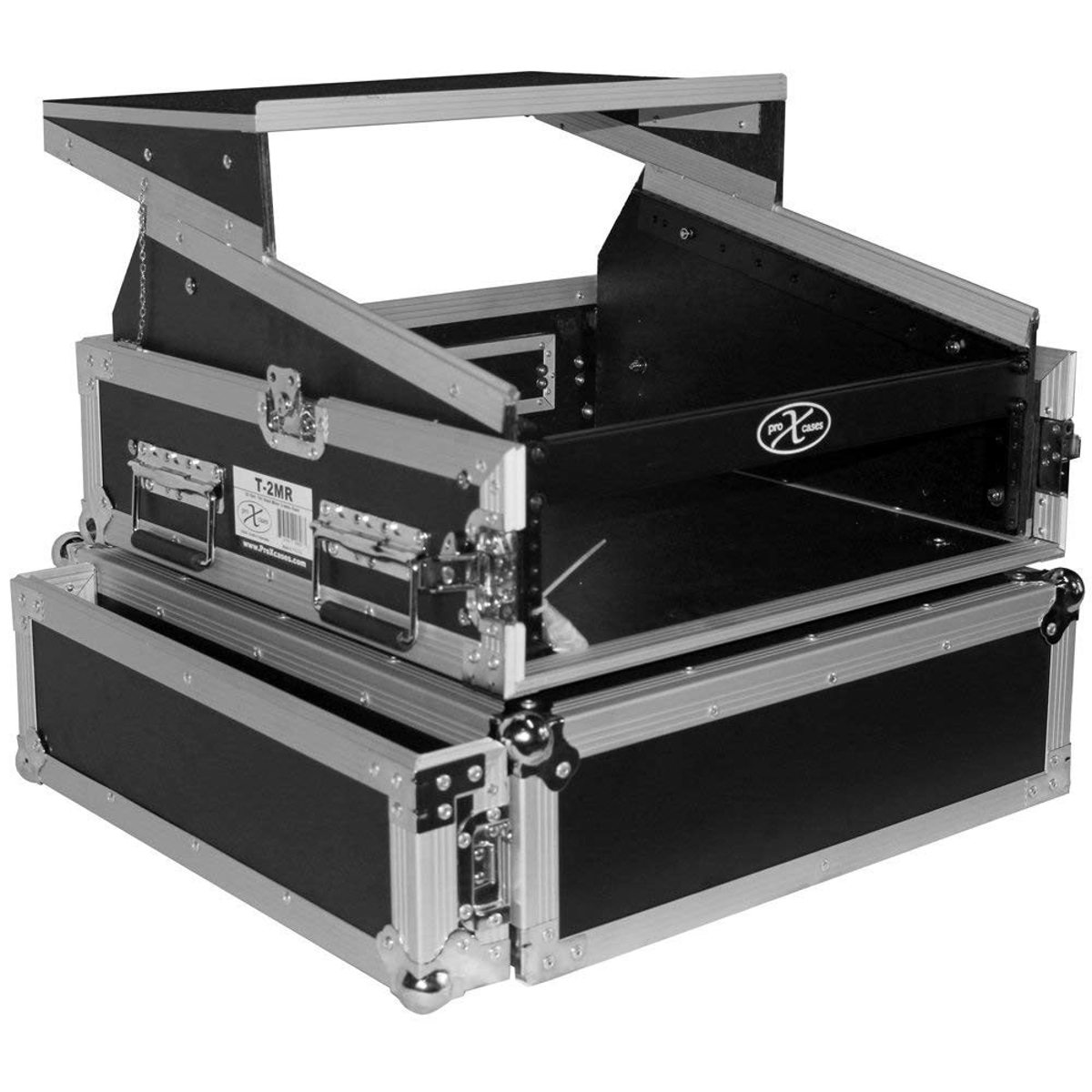 Flight Case with Laptop Shelf for 2U Rack x 10U Top Mixer DJ Combo - ProX T-2MRLT