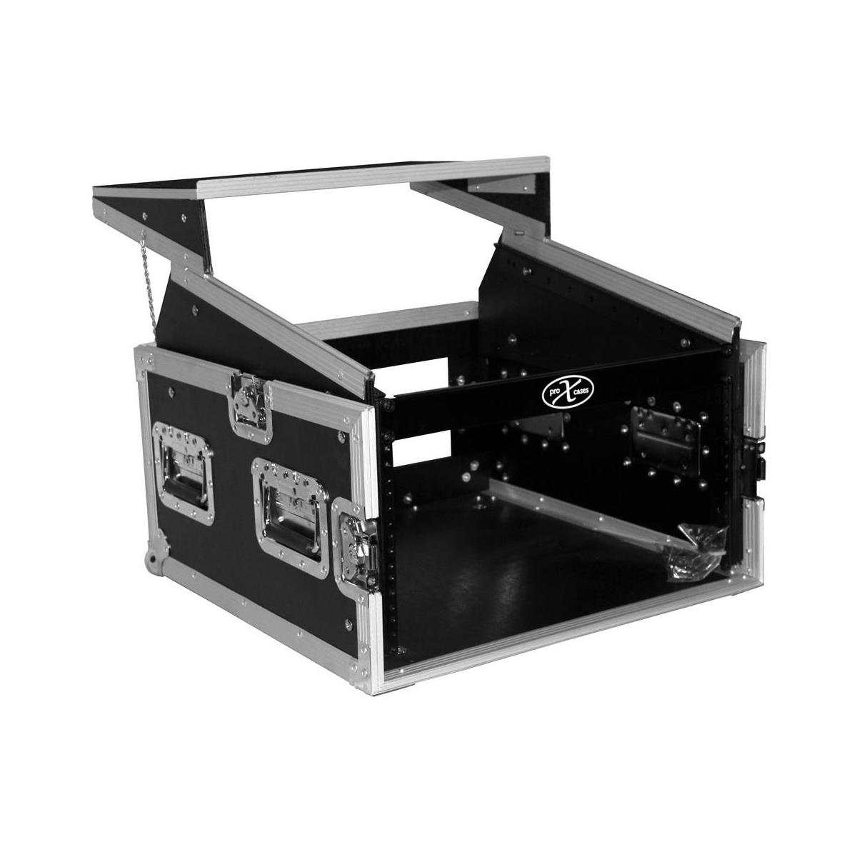 Flight Case with Laptop Shelf for 6U Rack x 10U Top Mixer DJ Combo - ProX T-6MRLT