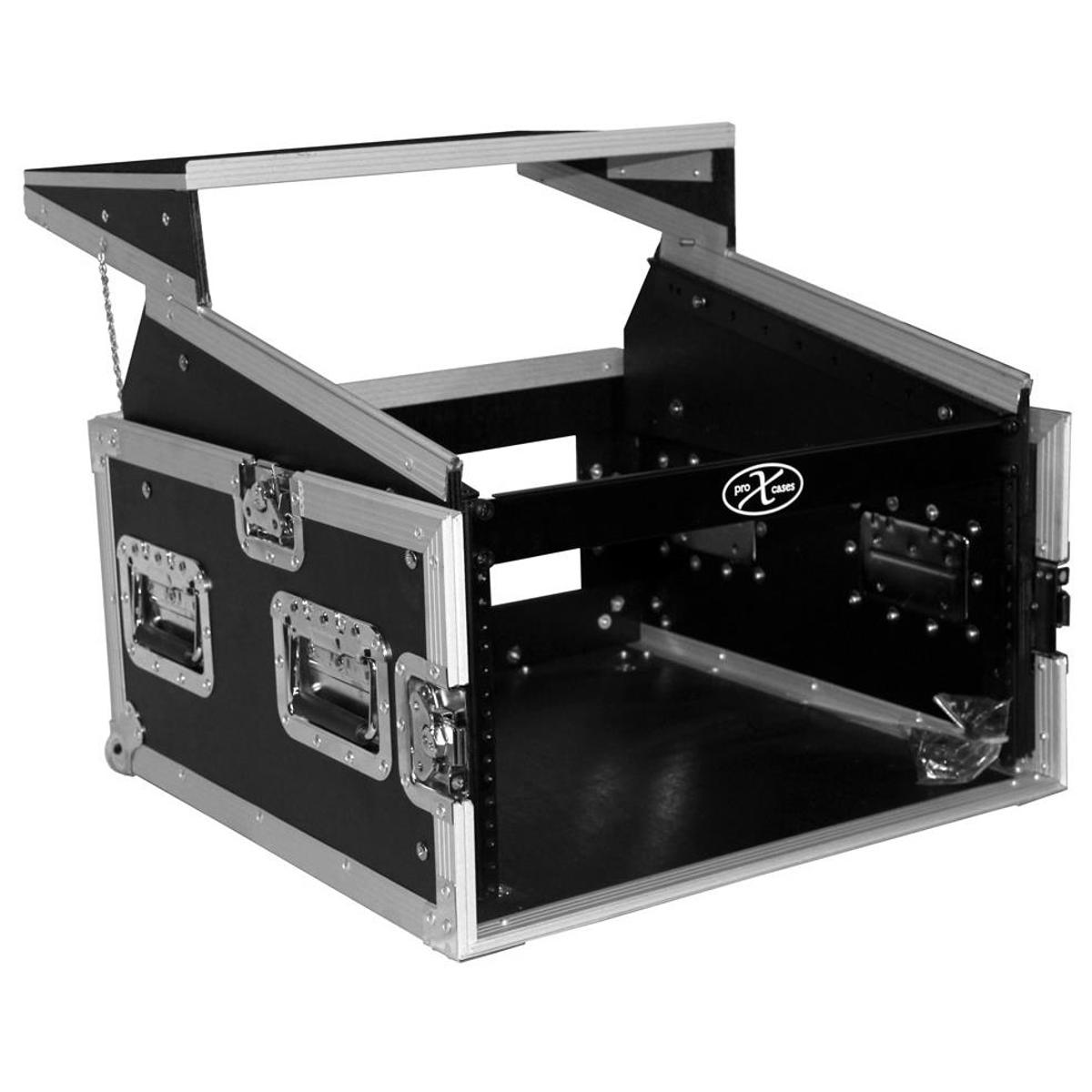 Flight Case with Laptop Shelf for 6U Rack x 10U Top Mixer DJ Combo - ProX T-6MRLT