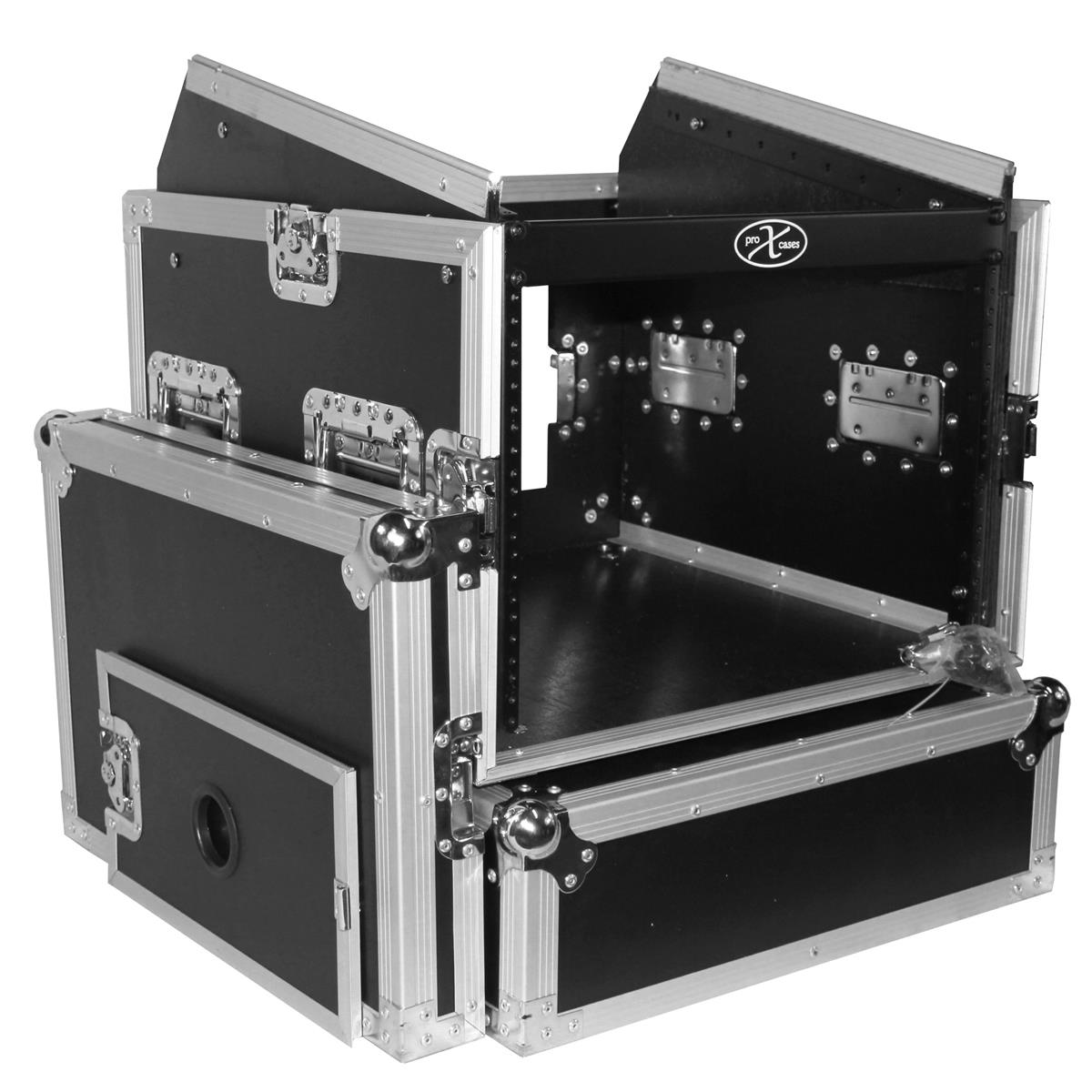 Flight Case with Laptop Shelf for 8U Rack x 10U Top Mixer DJ Combo - ProX T-8MRLT