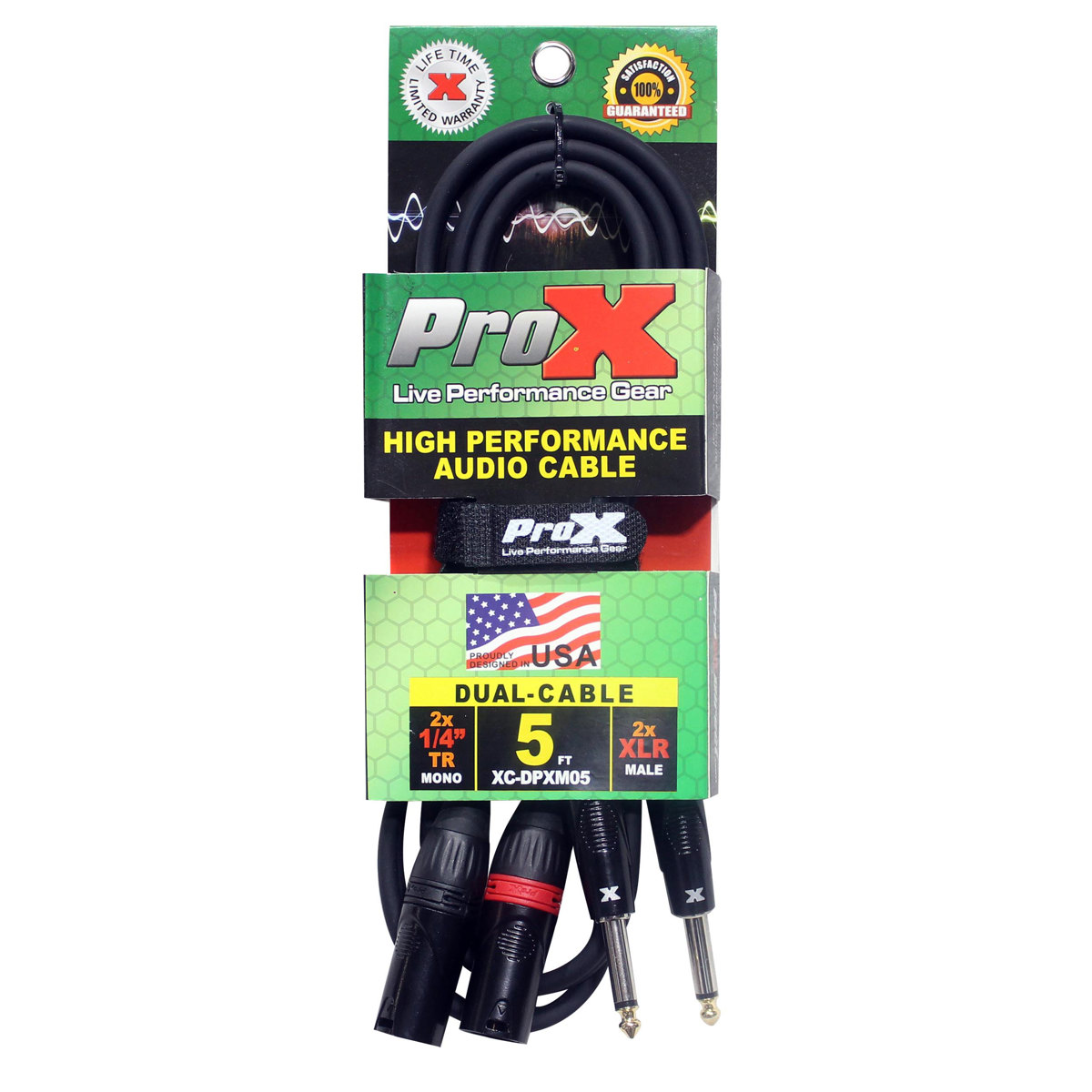 

ProX XC-DPXM05 5' Dual 1/4" TS-M to Dual XLR-M Unbalanced Audio Cable