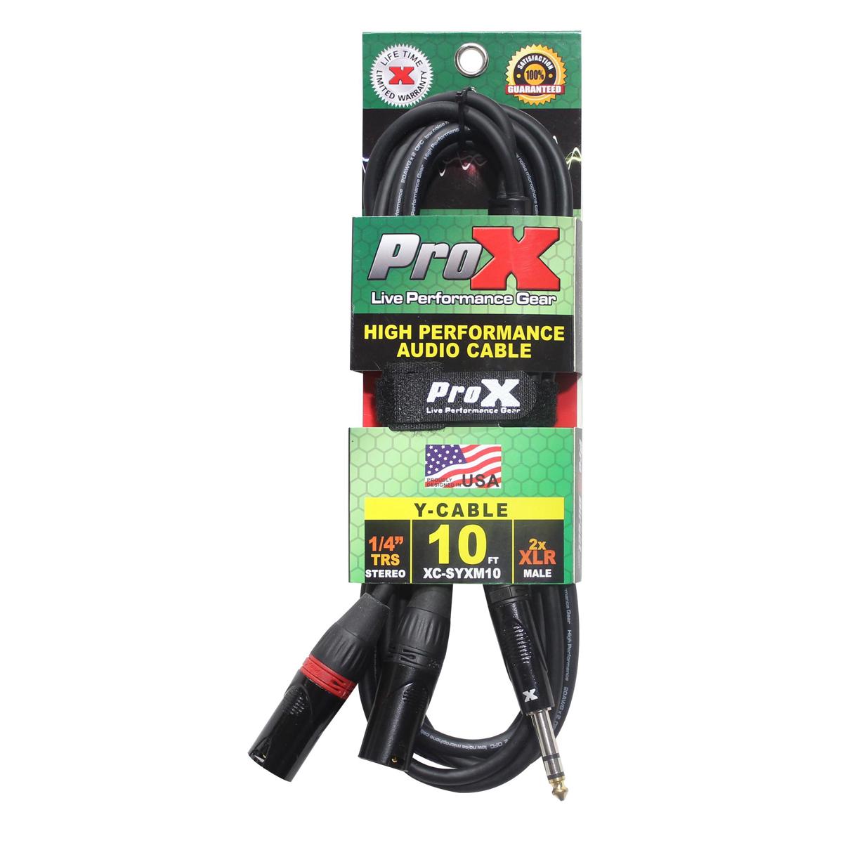 

ProX XC-SYXM10 10' 1/4" TRS-M Stereo to Dual XLR3-M High Performance Y Cable