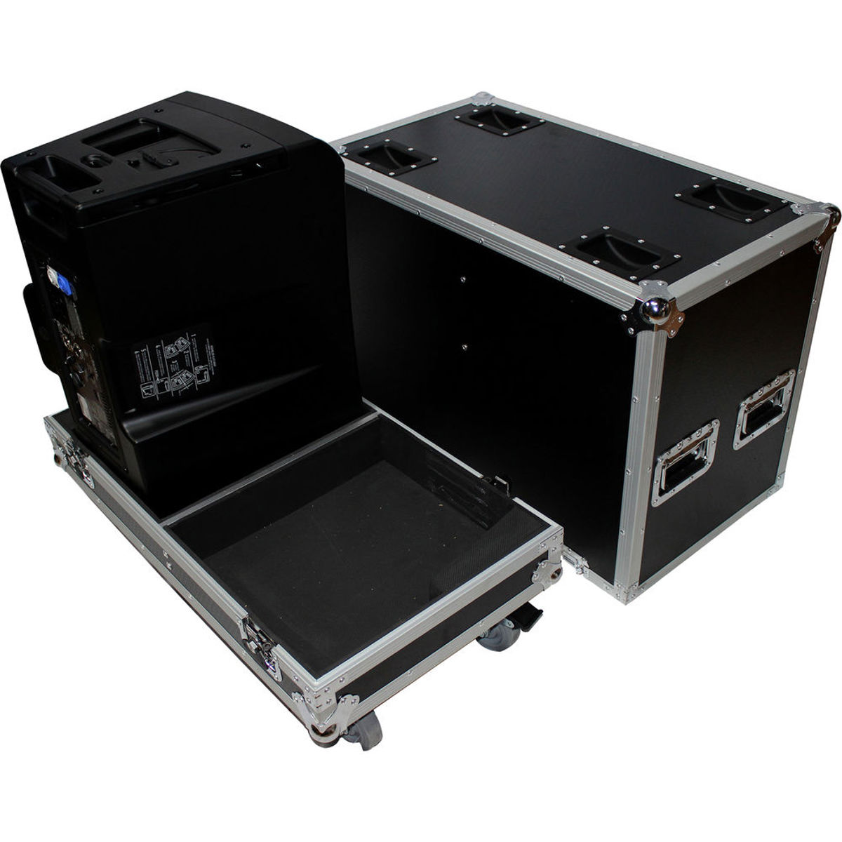 Image of ProX Flight/Road Case with 4&quot; Casters for 2x QSC KLA12 Speakers