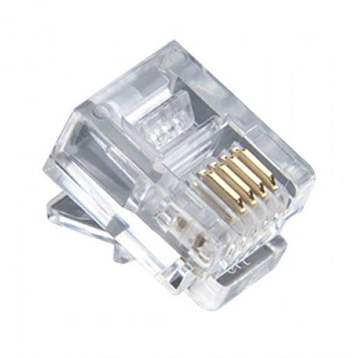 

Platinum Tools RJ11 (6P4C) Round-Solid 3-Prong Standard Modular Plugs, 100-Pack