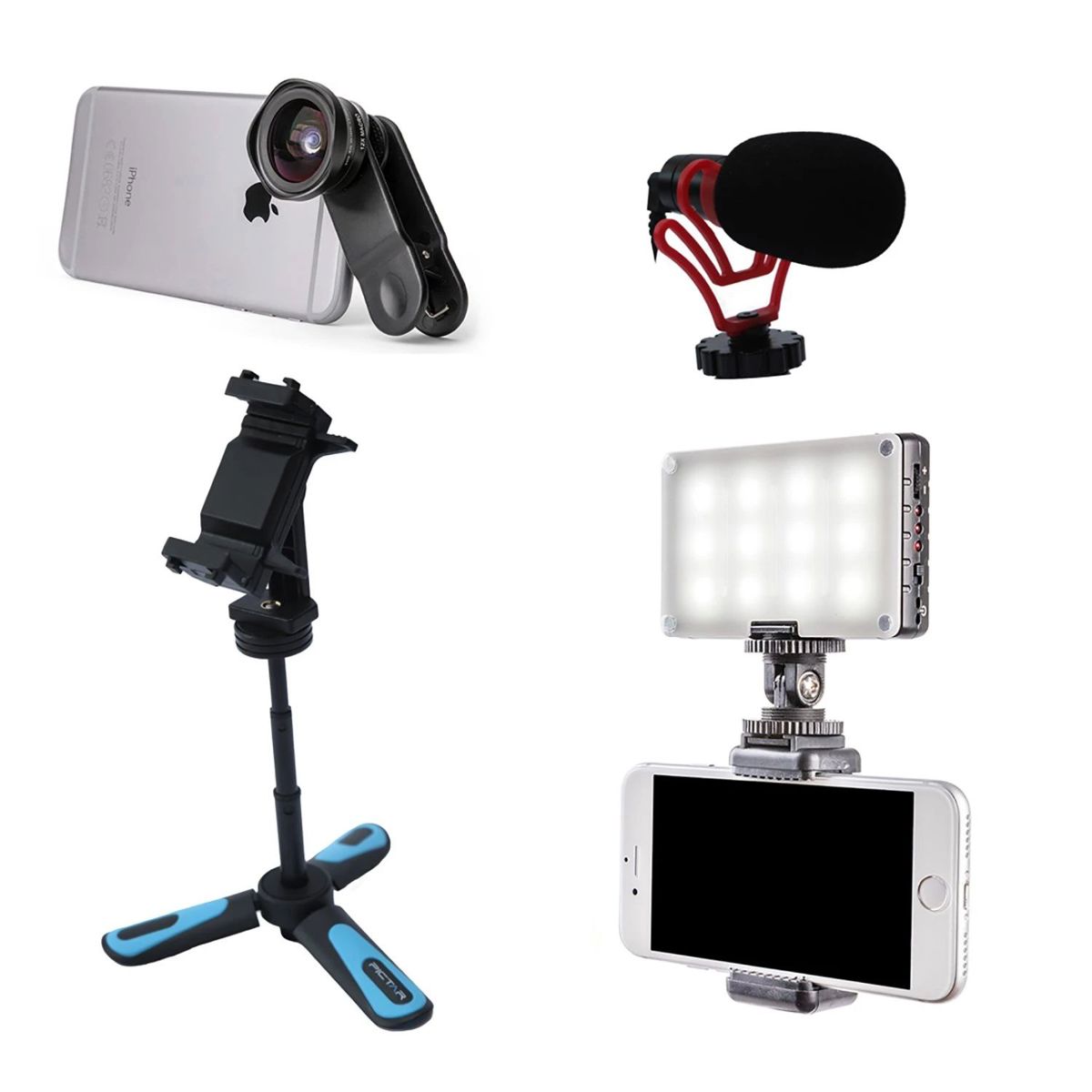 

Pictar Do It Yourself Studio Kit with 18mm Wide Angle Lens, Light, Stand and Mic