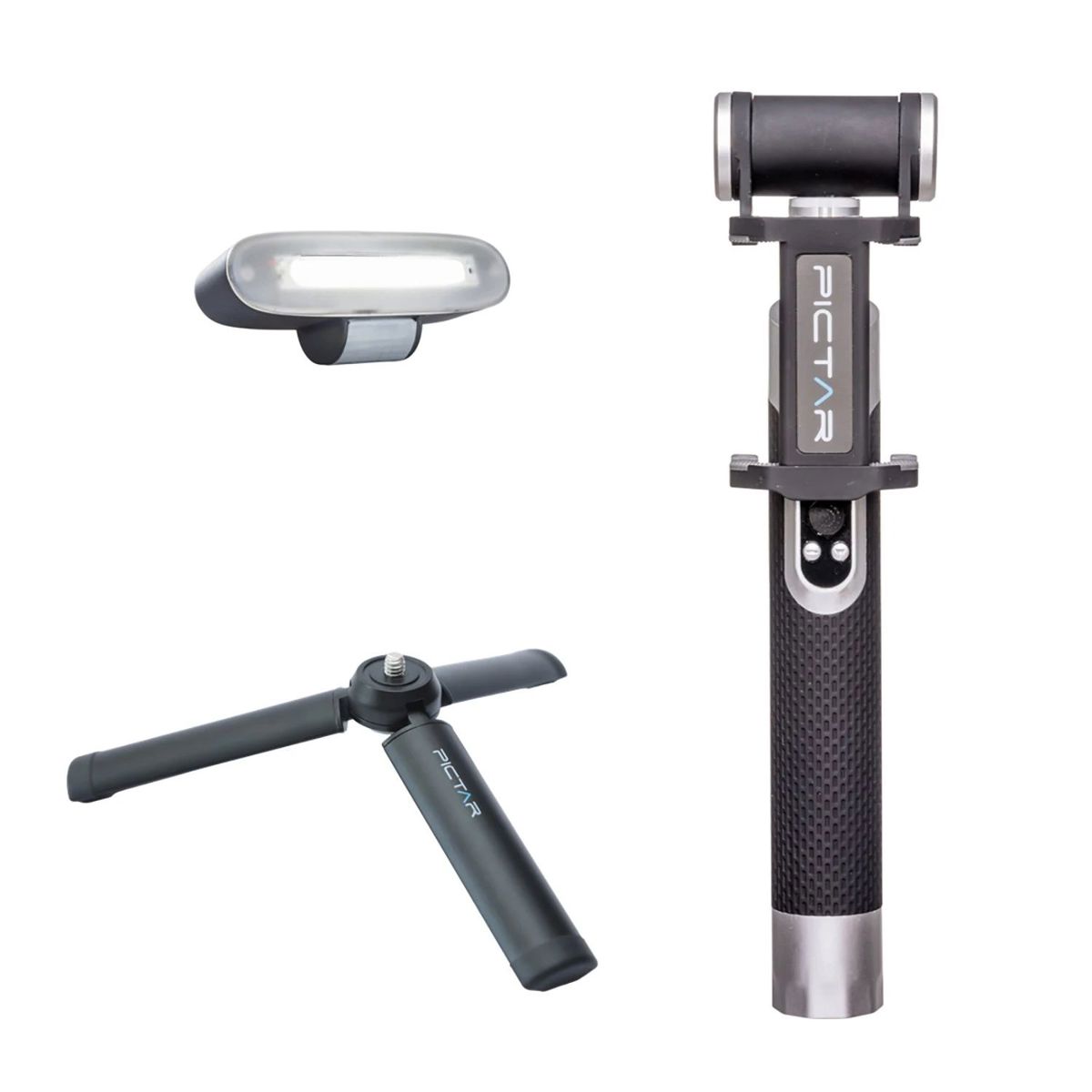 

Pictar Selfie Studio Kit with Smart Light Stick, Mini AL Tripod, Silver Black