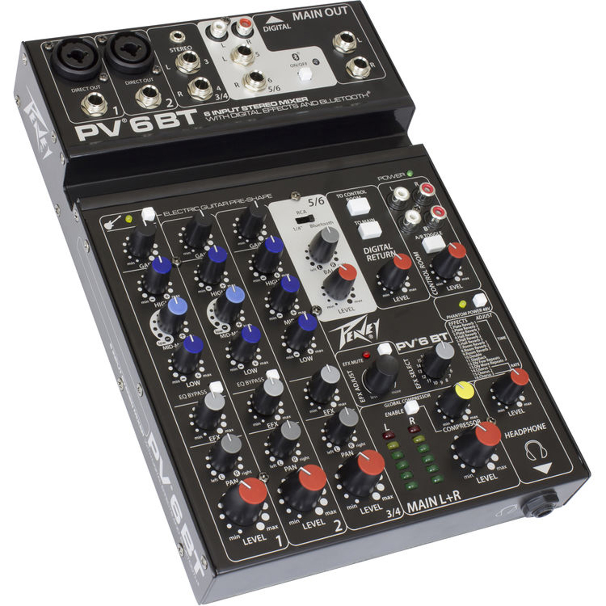 Photos - Mixing Desk Peavey PV 6 BT Pro Audio Mixer with Bluetooth 03612590 