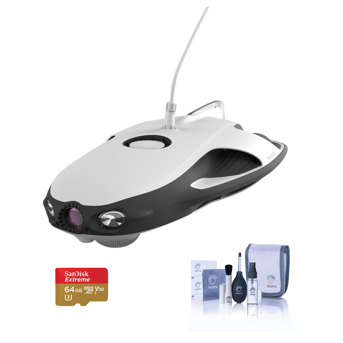 

PowerVision PowerRay Wizard Underwater Drone Kit W/64GB Micro SXDC Card/Cleaning