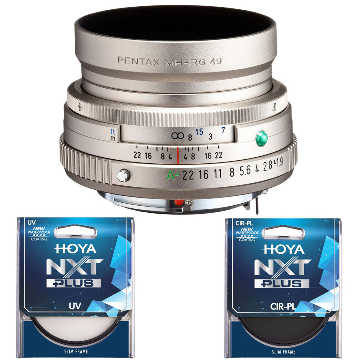 Объектив Pentax HD Pentax-FA 43 мм f/1.9, серебристый с комплектом фильтров Hoya 49 мм UV+CPL