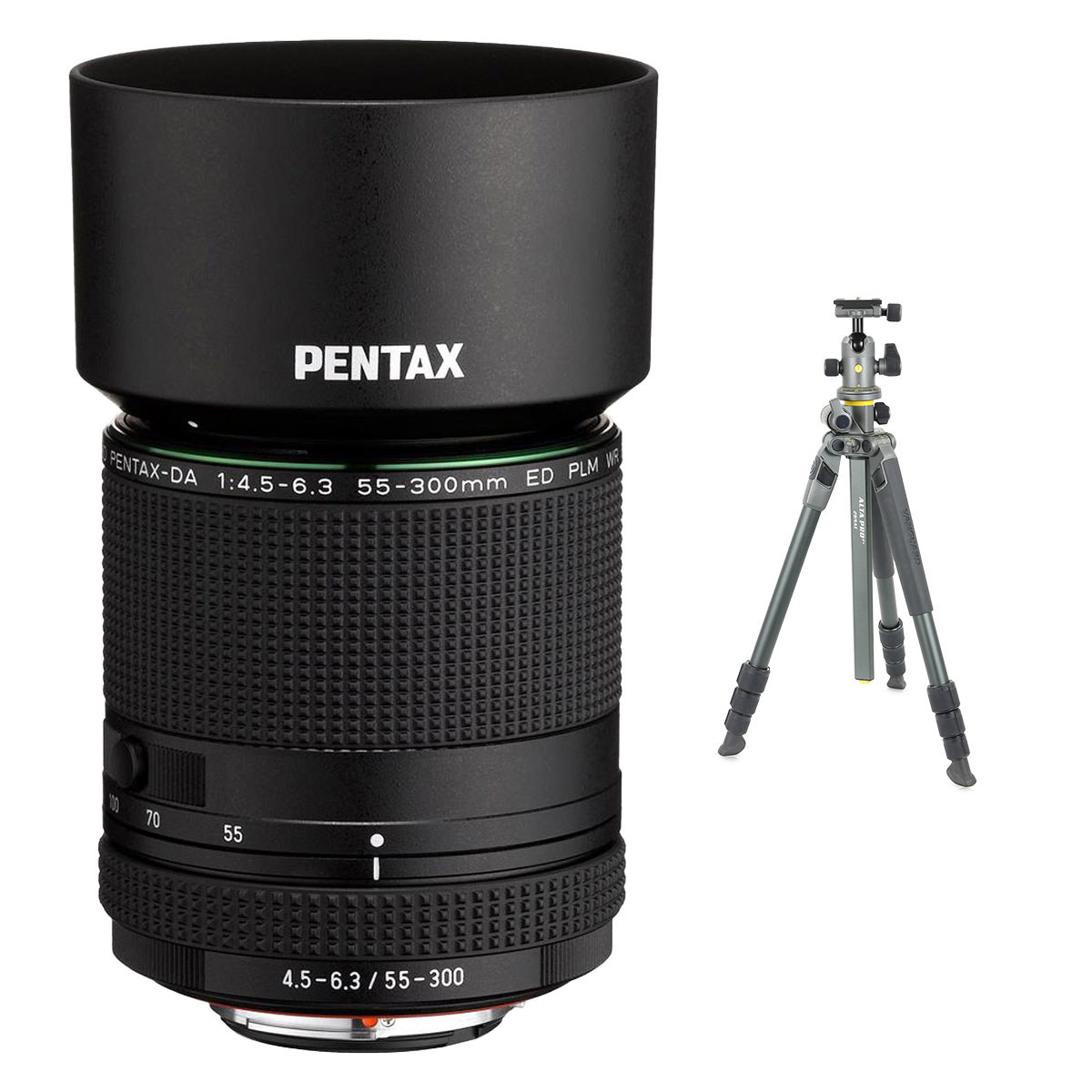

Pentax HD Pentax-DA 55-300mm f/4.5-6.3 ED PLM Lens w/ALTA PRO 2+ 264AB Al Tripod