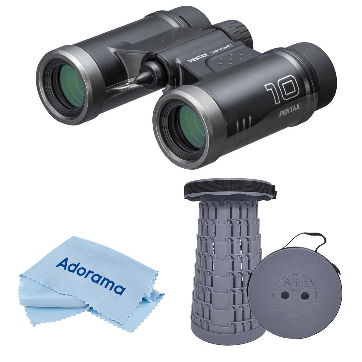 

Pentax 10x21 UD Roof Prism Binocular, Black, w/Portable Telescoping Stool/Chair