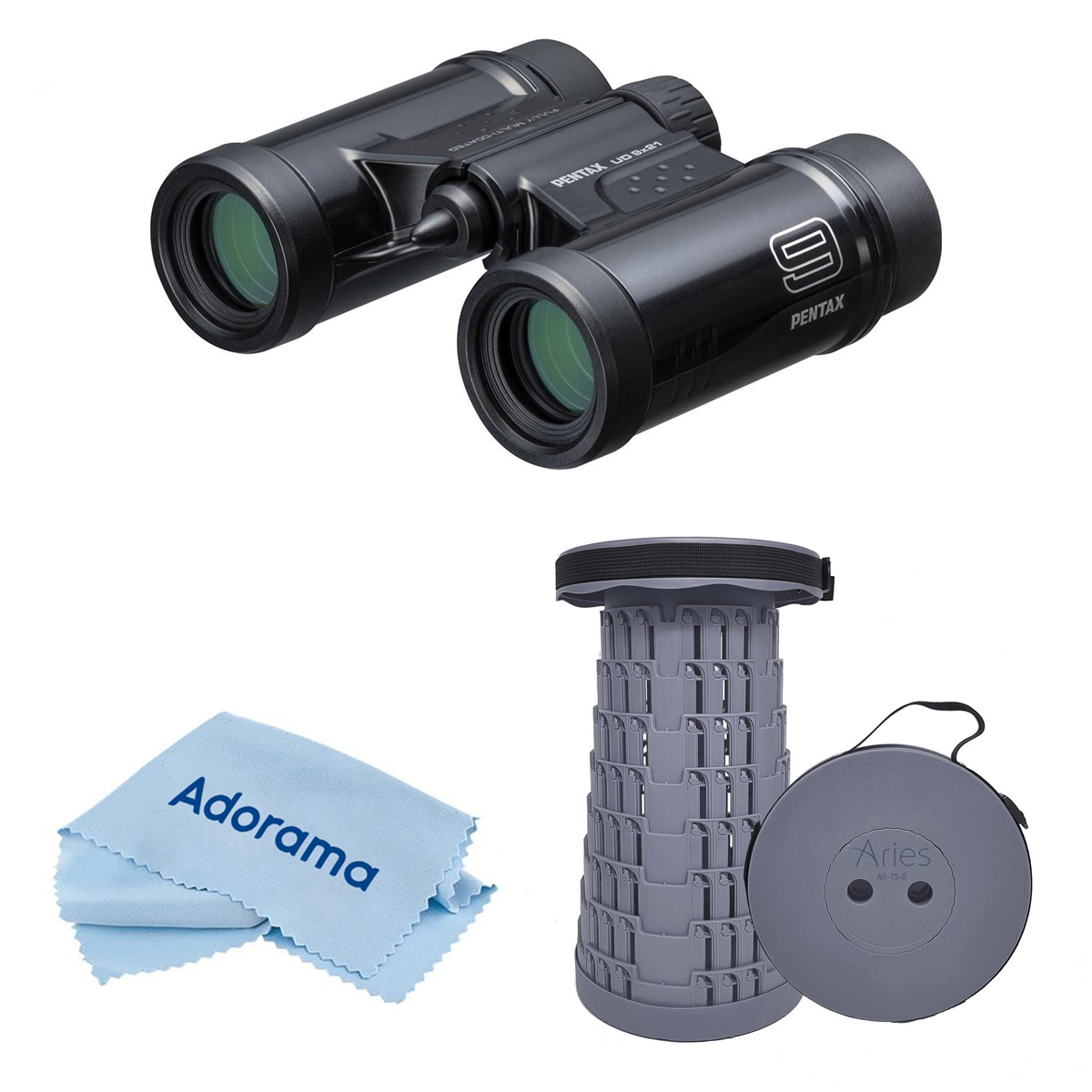 

Pentax 9x21 UD Roof Prism Binocular, Black, w/Portable Telescoping Stool/Chair