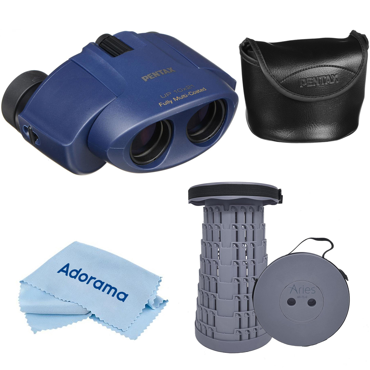 

Pentax 10x21 UP Series Porro Prism Binocular, Navy, with Telescoping Stool/Chair