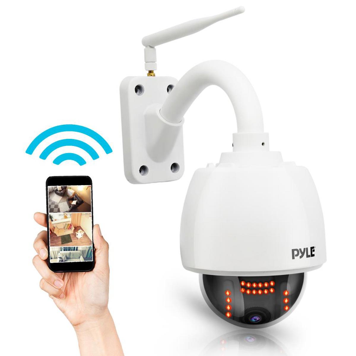 

Pyle PIPCAMHD47 1.3MP 960p HD Wireless Network PTZ Camera, Built-In 64GB SD Card