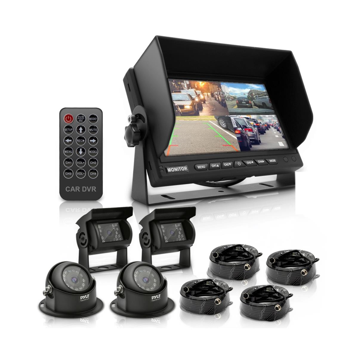 Image of Pyle PLCMTRDVR48 4x Vehicle DVR Camera with 7&quot; Monitor Video Recording Kit