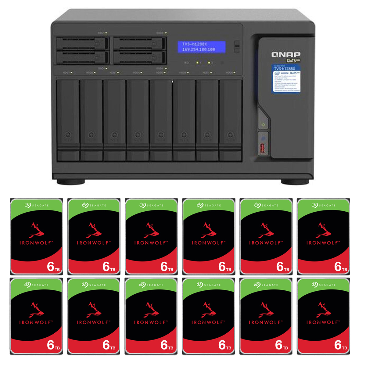 

QNAP TVS-H1288X High Speed 12-Bay Thunderbolt 3 NAS Enclosure with 12x 6TB HDD