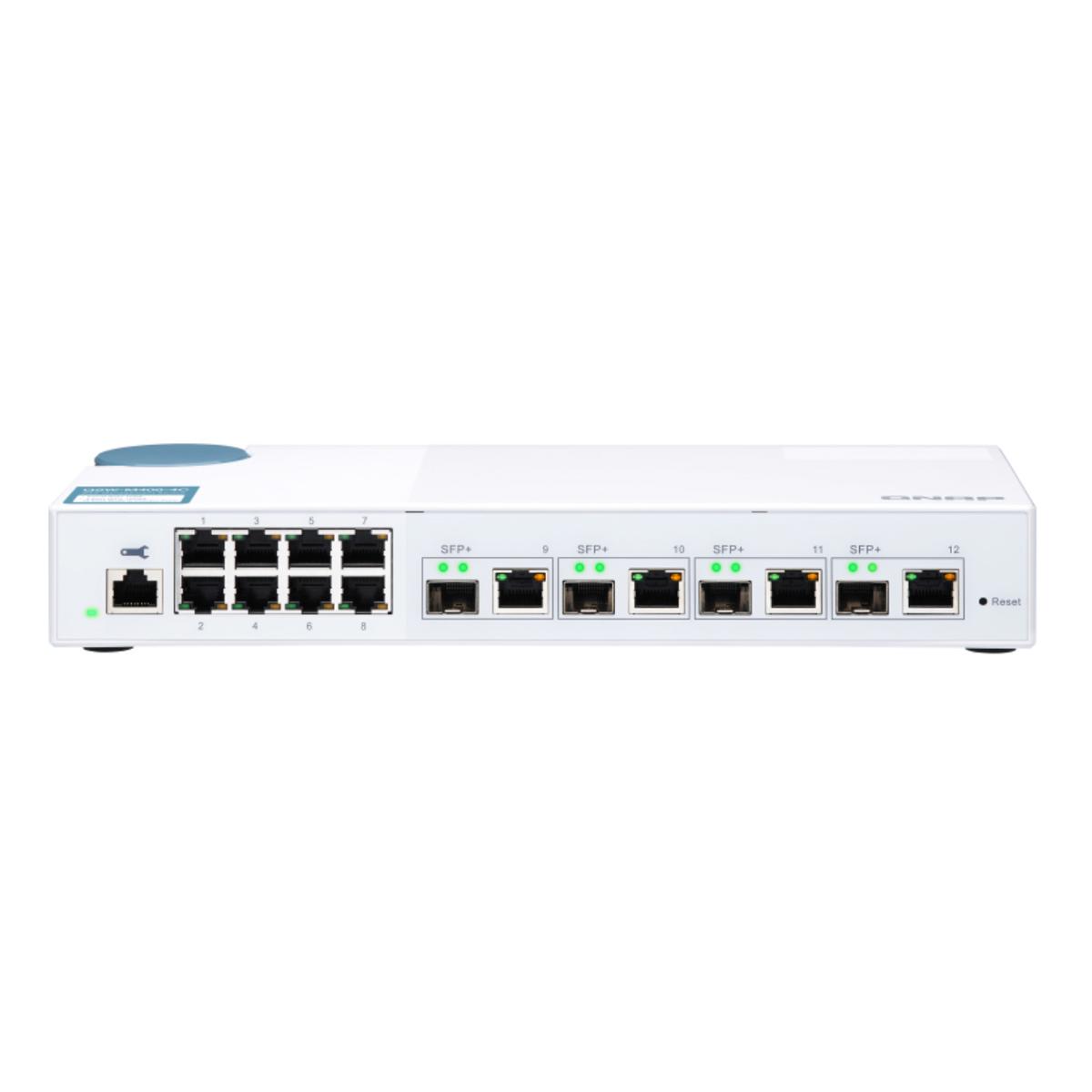 

QNAP Qnap QSW-M408-4C 12-Port Switch, 8x 1GbE, 4x 10GbE SFP+/RJ45 Combo Ports,NBASE-T