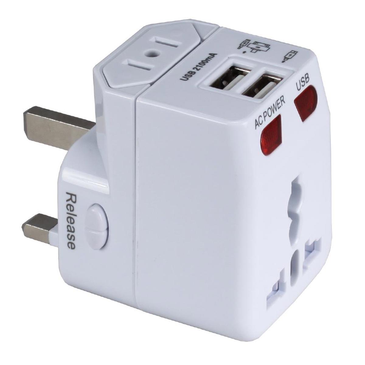 

QVS Premium World Travel Power Adapter with Surge Protection, White
