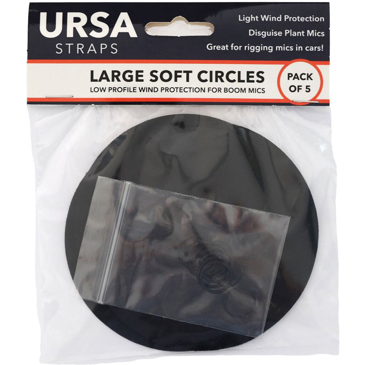 

URSA Soft Cover Circles for Boom Microphones, Large, Black, 5-Pack