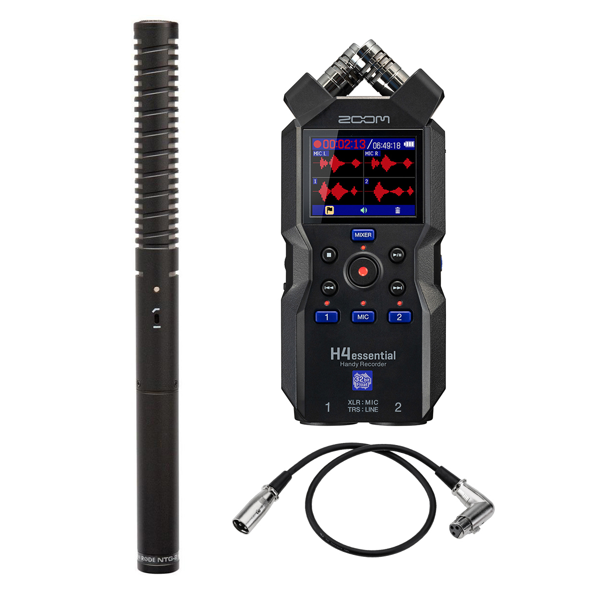

Rode NTG2 Phantom Powered Condenser Shotgun Mic W/Zoom H4n Pro Recorder /XLR Cab