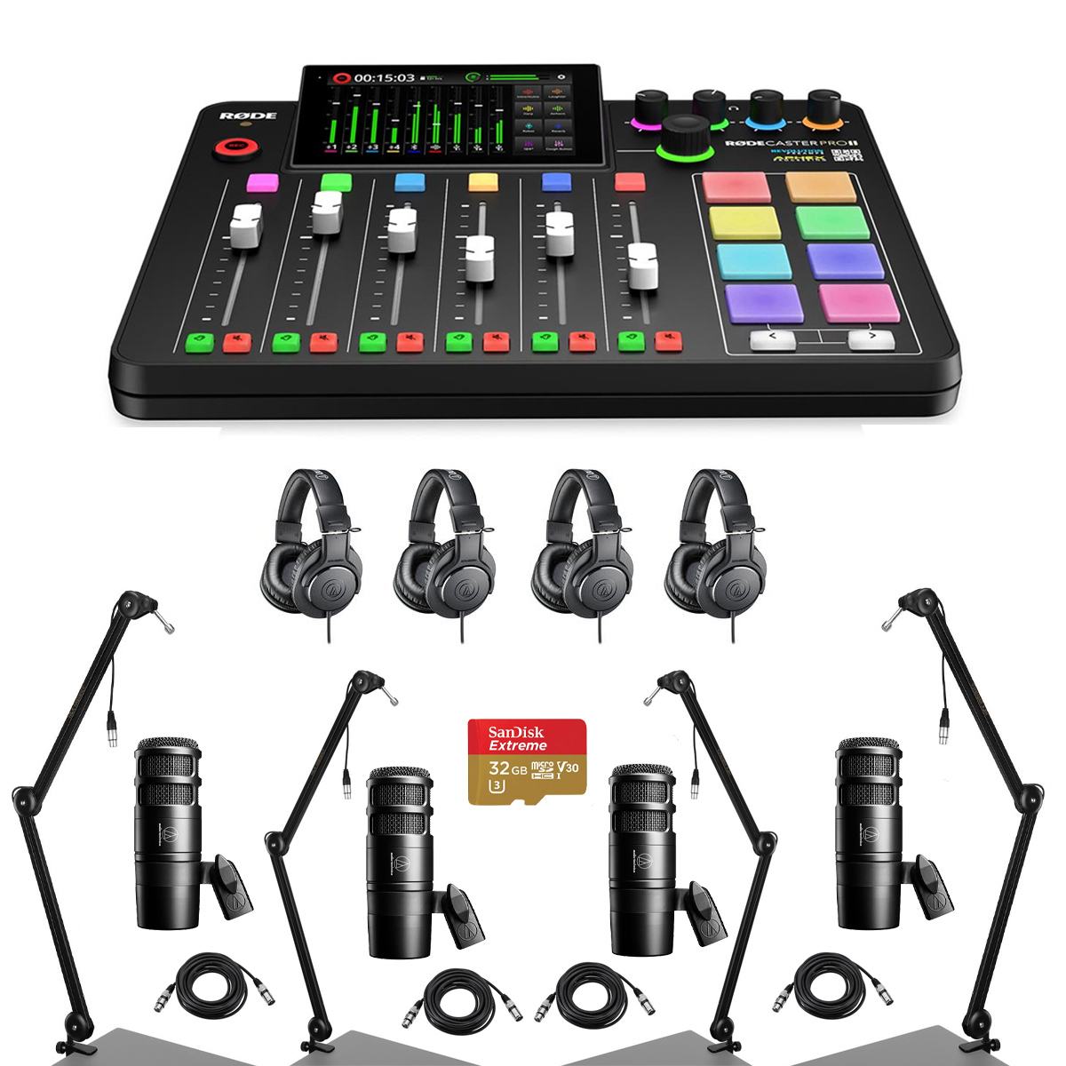 

Rode RodeCaster Pro II Production Studio w/AT2040 Mic, Arm, Headphone, 4 User