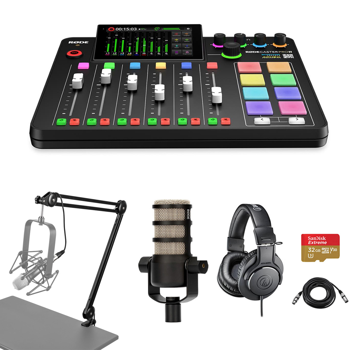 

Rode RodeCaster Pro II Production Studio Console w/ Mic, Arm, Headphone