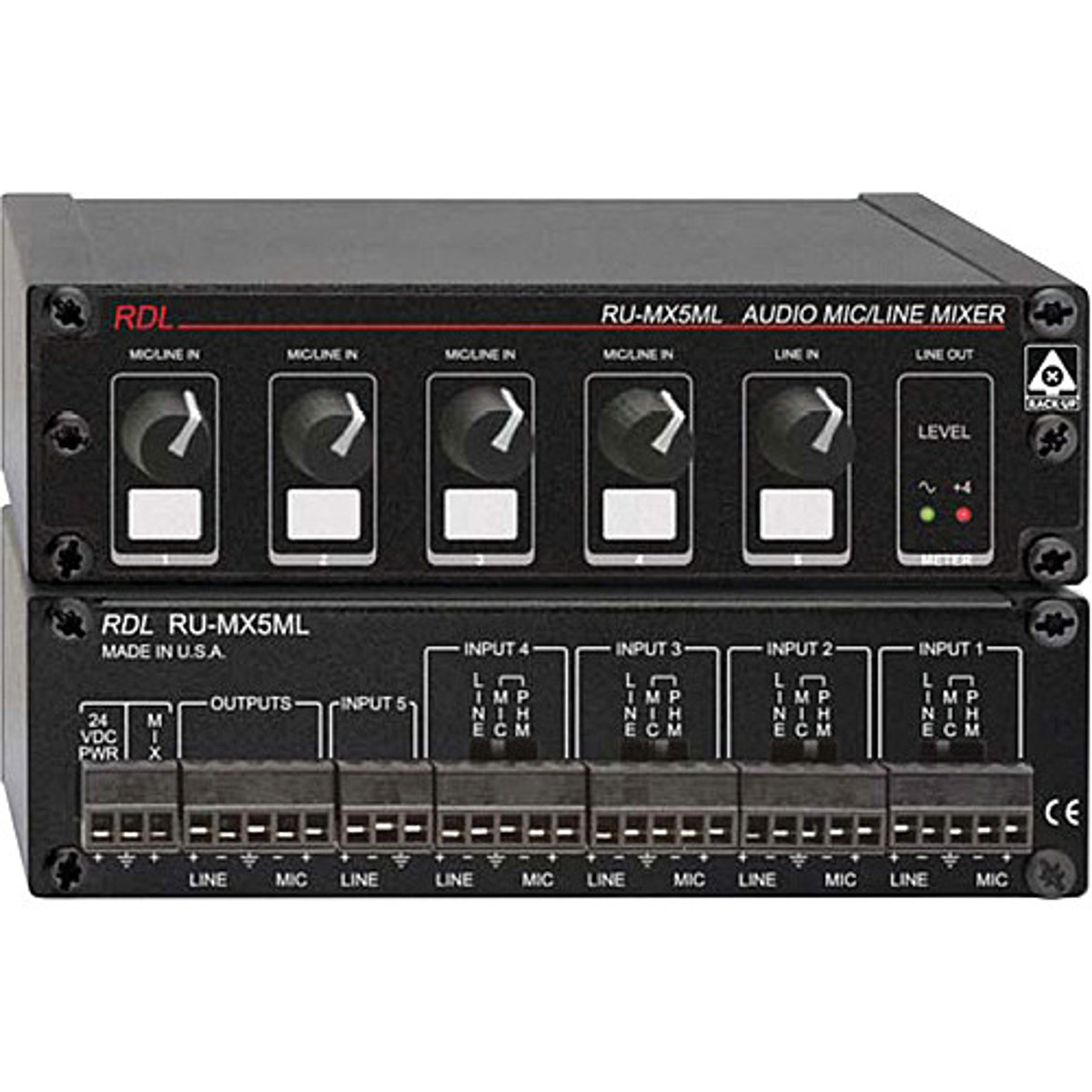 

RDL RU-MX5ML 5-Channel Mic/Line Audio Mixer with Phantom Power
