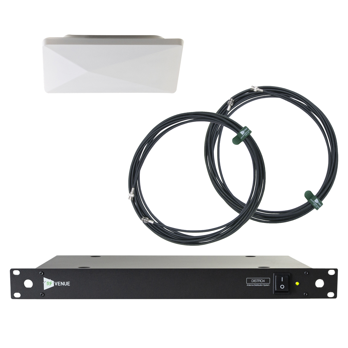 

RF Venue DISTRO4 4-Ch Antenna Distribution w/Architectural Antenna, RG8X Cable
