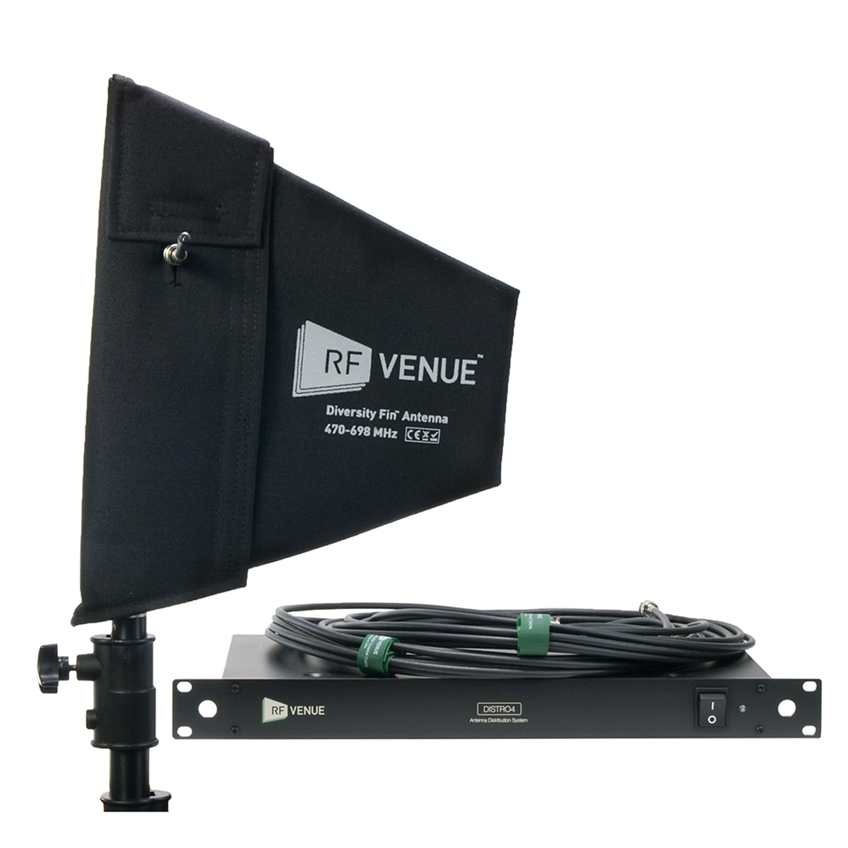 

RF Venue DISTRO4 RF and DC 4-Ch Antenna System w/ Diversity Fin & Cables
