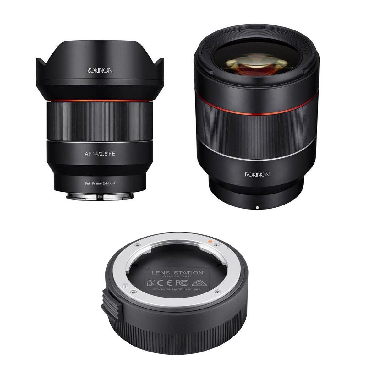 

Rokinon AF 14mm F2.8 FE & AF 50mm f/1.4-16 FE Lens for Sony E with Lens Station