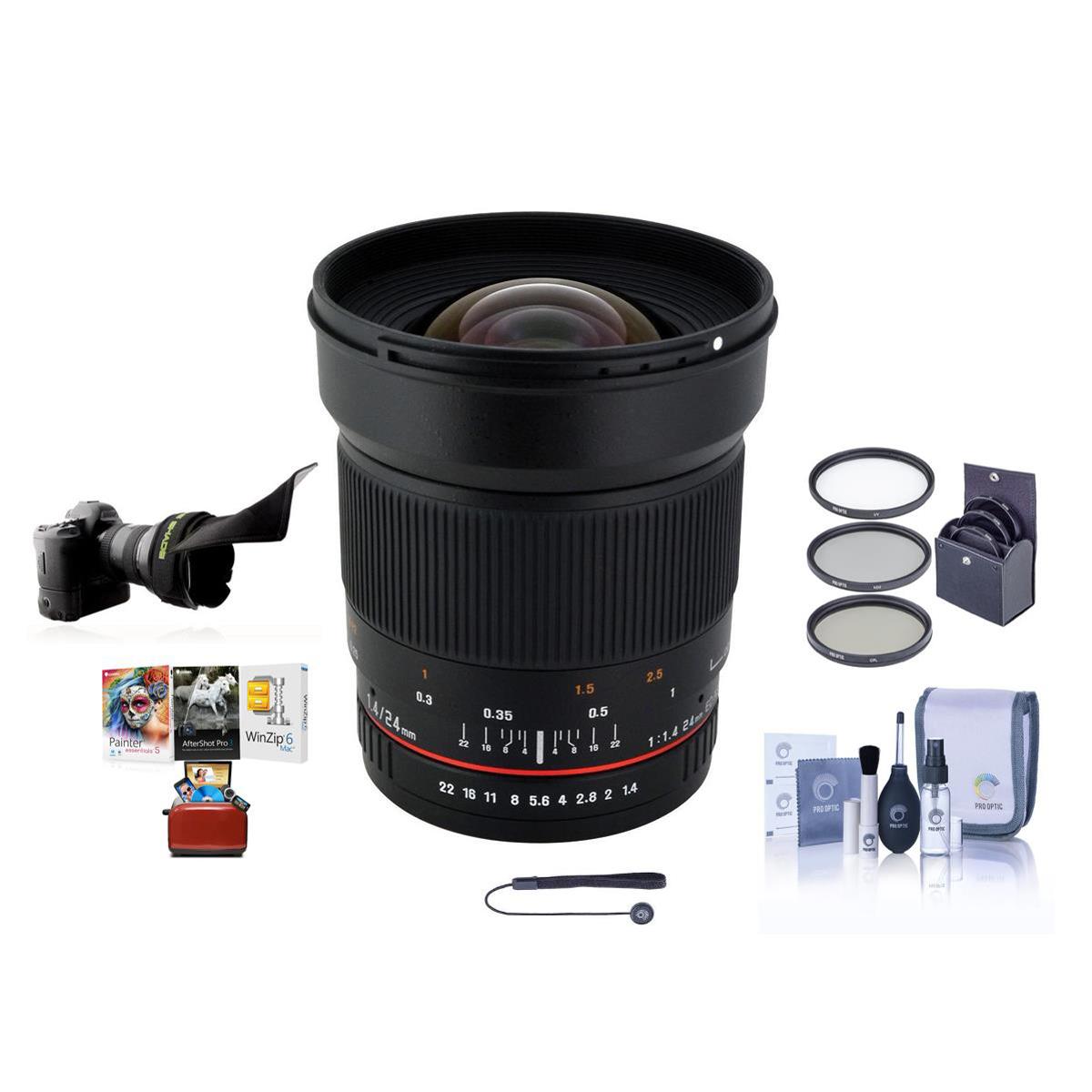

Rokinon 24mm f/1.4 ED AS UMC Lens for Canon with Mac Software & Accessories Kit