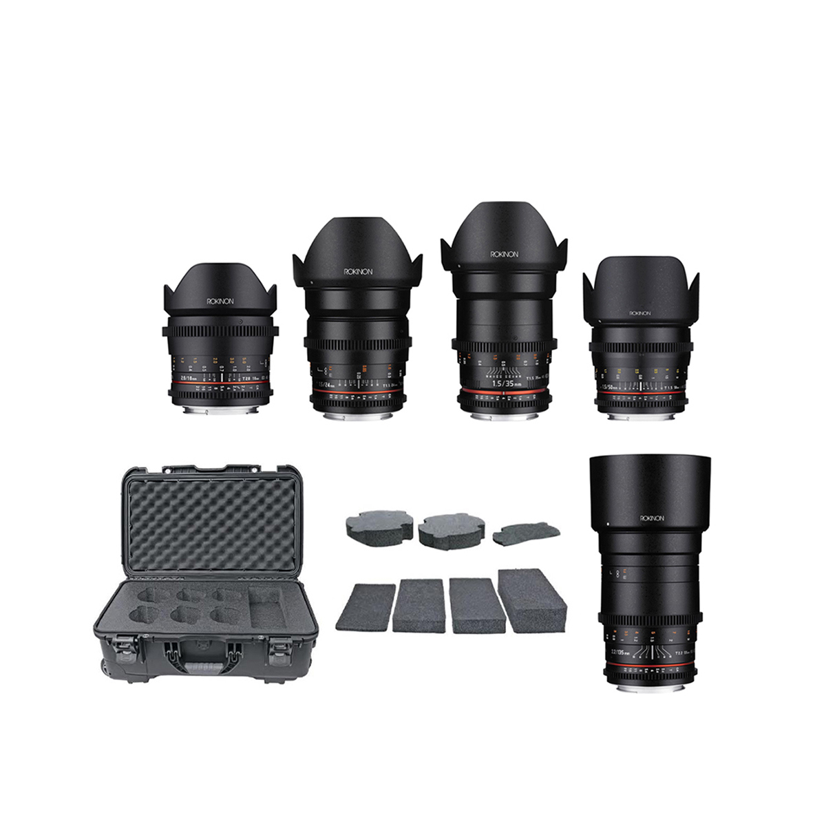 

Rokinon 24mm, 35mm, 50mm, 85mm T1.5, 14mm T3.1 Cine DS 5-Lens Kit for MFT w/Case