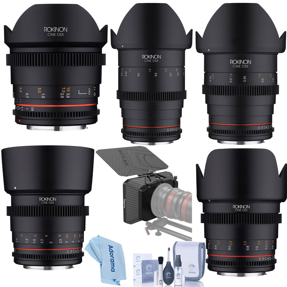 

Rokinon 14mm,24mm,35mm,50mm & 85mm Cine DSX Lens Kit for Fuji X with Matte Box