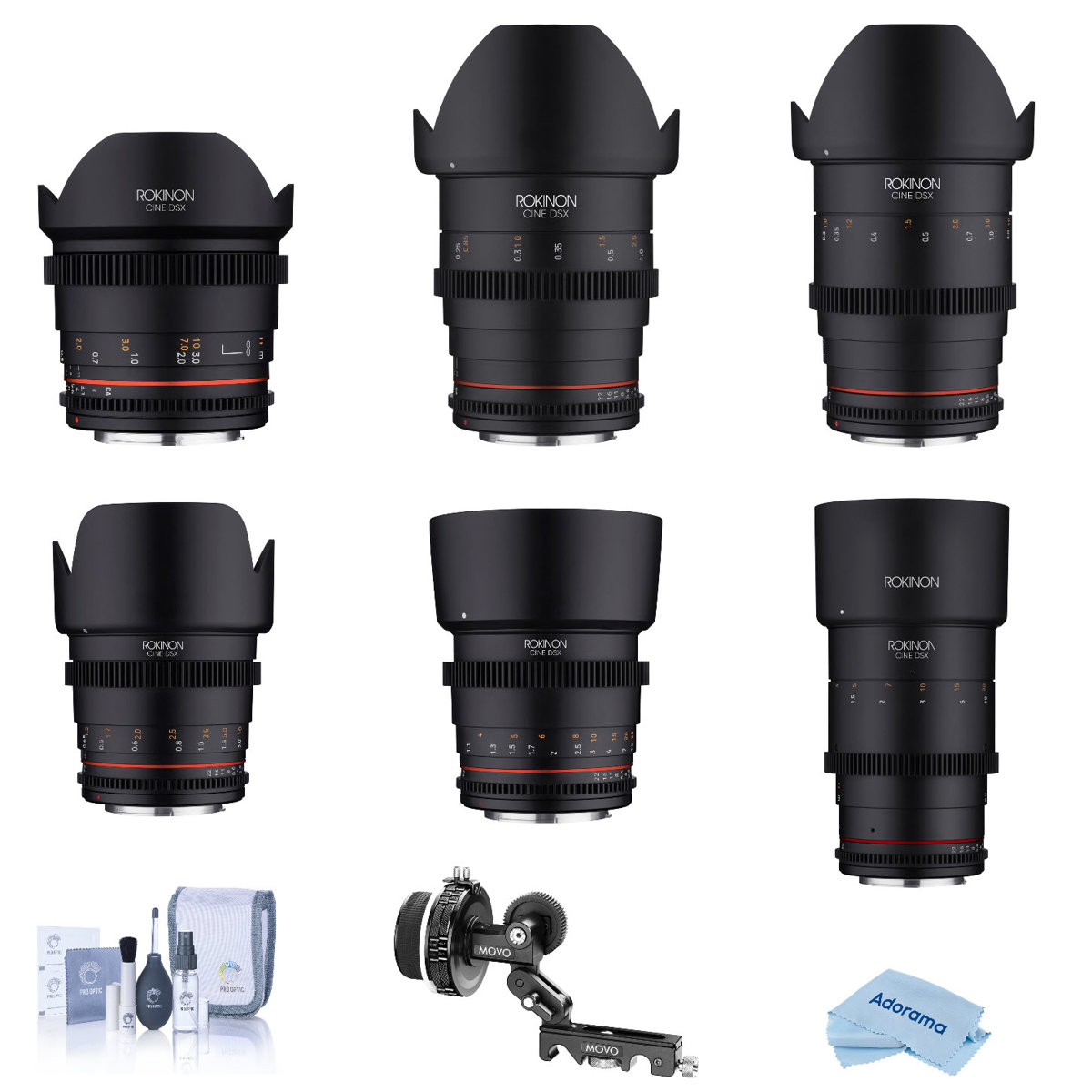 

Rokinon 14/24/35/50/85/135mm Cine DSX 6-Lens Kit for Fuji X w/F2X Follow Focus