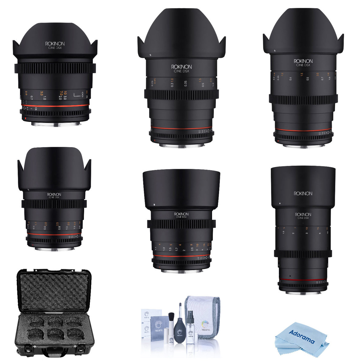 

Rokinon 14mm, 24mm, 35mm, 50mm, 85mm,135mm Cine DSX 6-Lens Kit for Fuji X w/Case