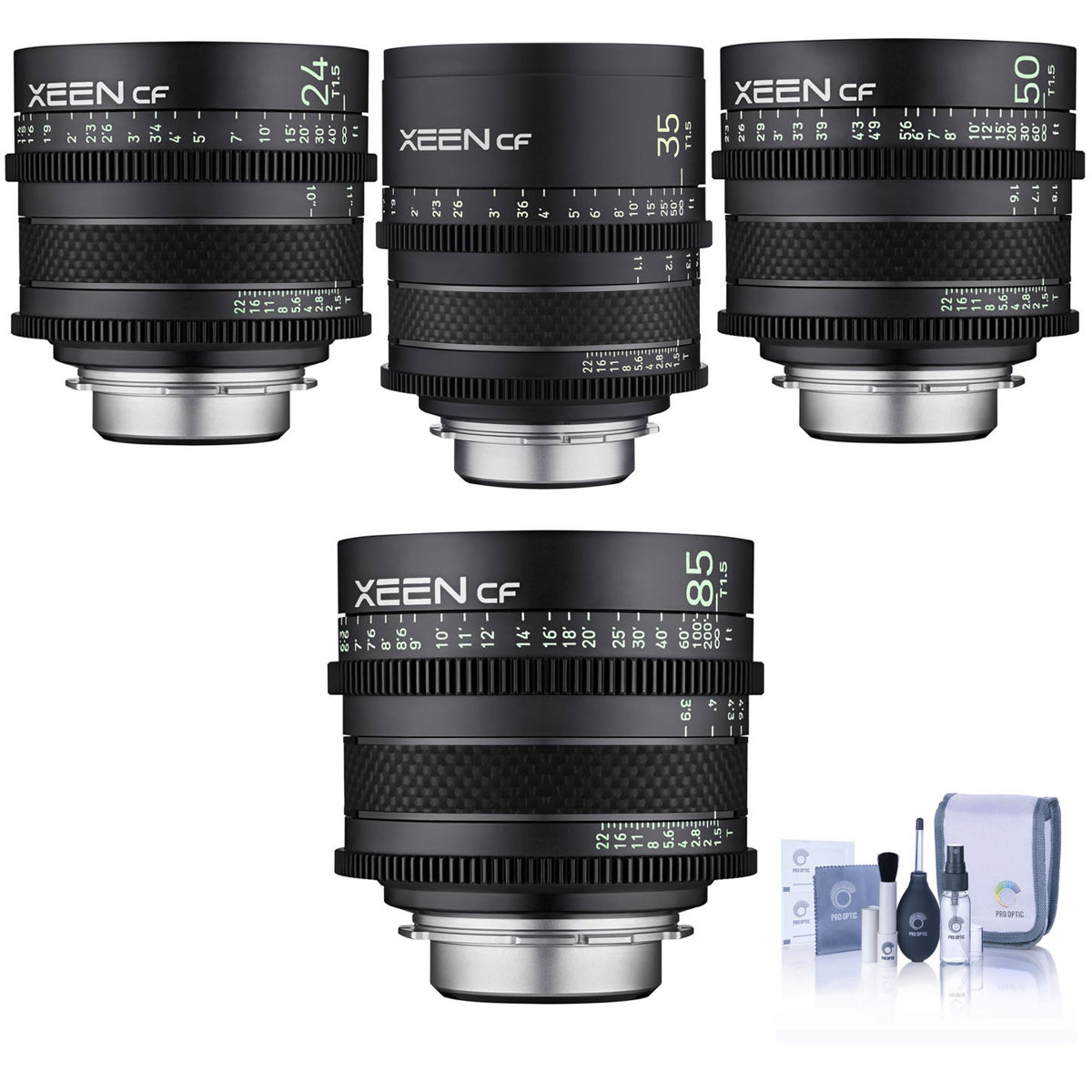 

Rokinon Xeen CF 24mm,35mm,50mm,85mm T1.5 Pro Cine Lens for Sony E w/Cleaning Kit