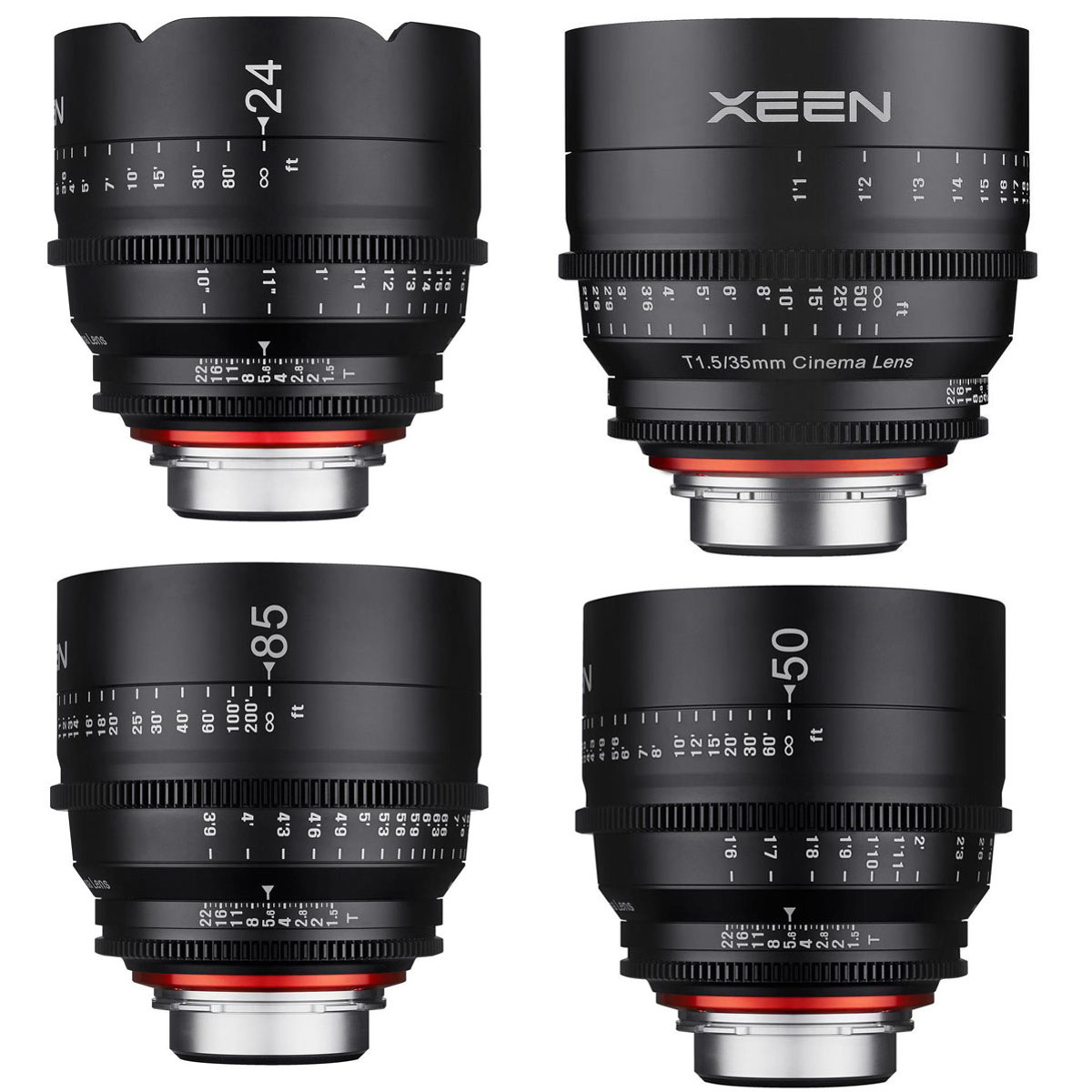 

Rokinon Xeen 24mm, 35mm, 50mm & 85mm T1.5 Pro Cine 4-Lens Kit for Sony E