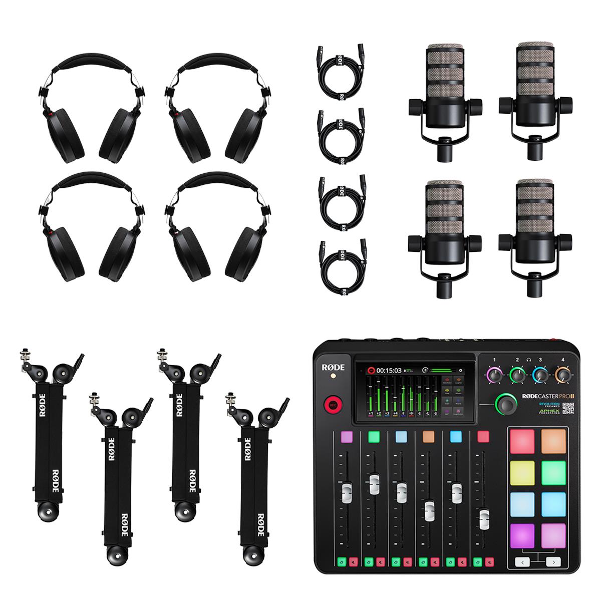 Image of Rode RODECaster Pro II Integrated Audio Studio Console 4Person Podcasting Bundle