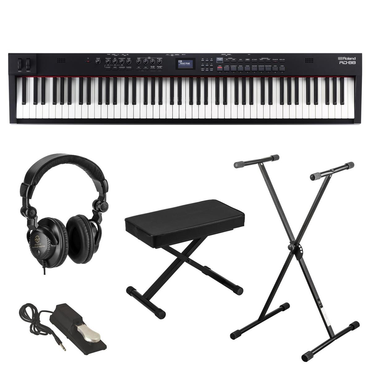 Roland RD-88 88-Key Stage Digital Piano, Black with Accessories Kit -  RD-88 AK