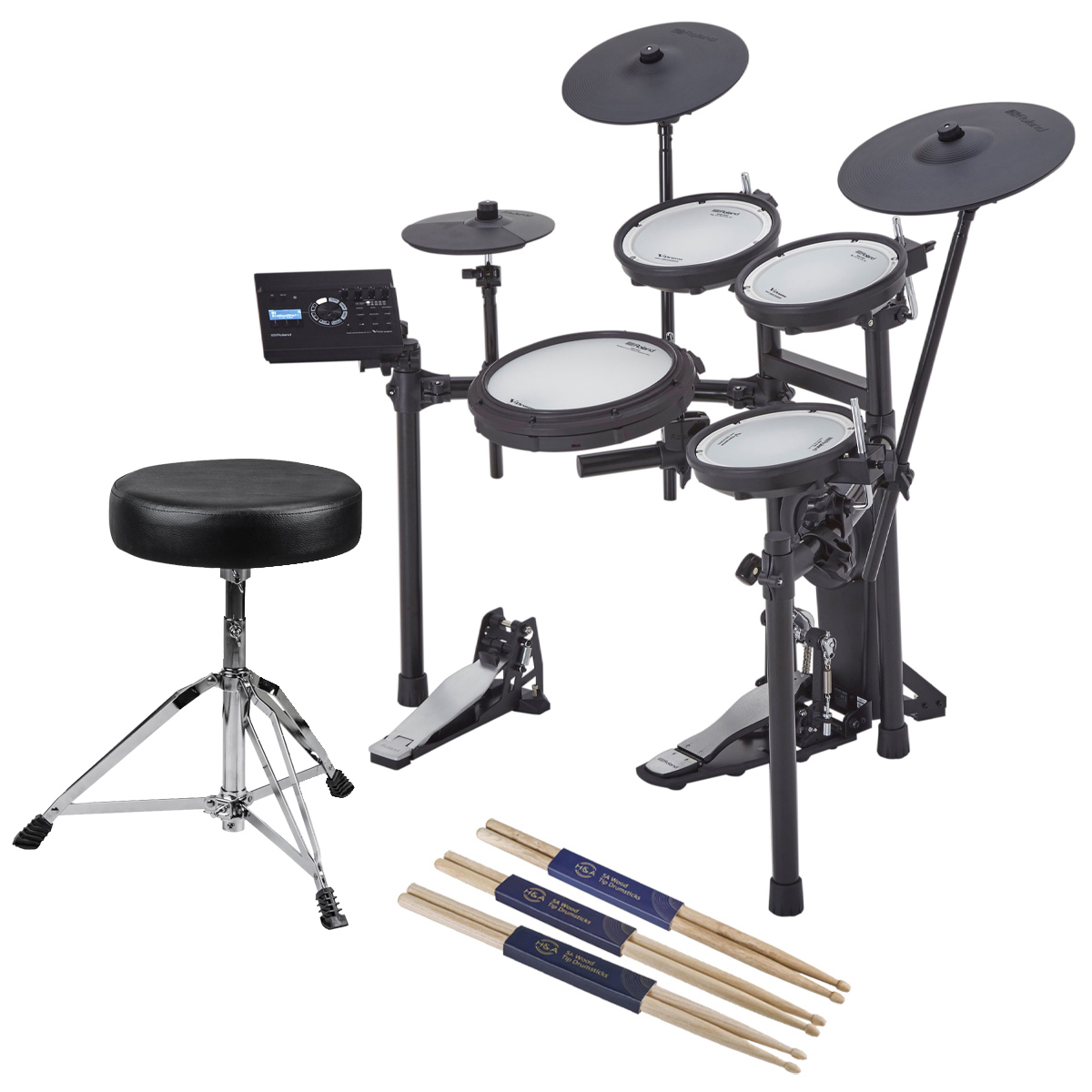 

Roland TD-17KV Generation 2 V-Drums Electronic Drum Kit with Throne, 3pk Sticks