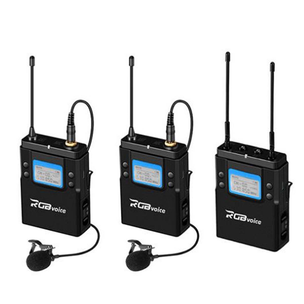 RGB Voice UC08A 2-Person UHF Wireless Lavalier Mic System for Camera, Smartphone -  RGBV-UC08A2