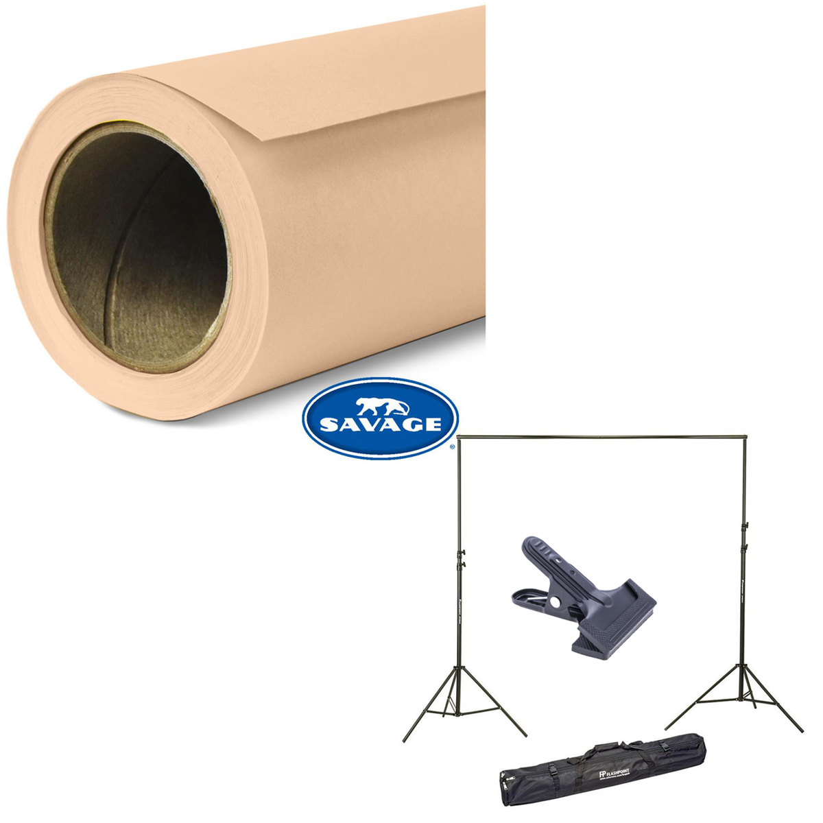 

Savage Widetone Seamless Background Paper 107"x36' Beige, #25 With 10'Support