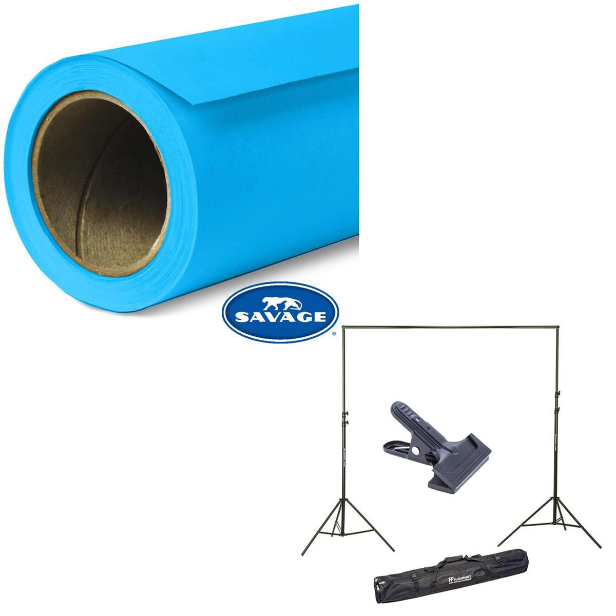 

Savage Widetone Seamless Background Paper, 107" x 36' with Support System Blue Jay
